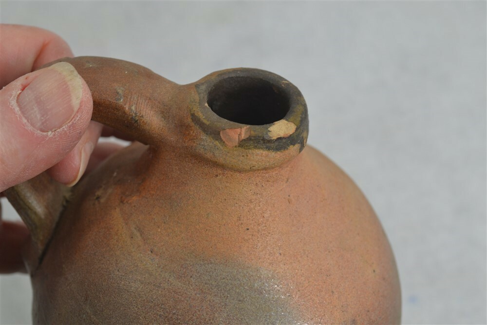 antique early small ovoid jug crock 6 in stoneware rare 18th 19th c original