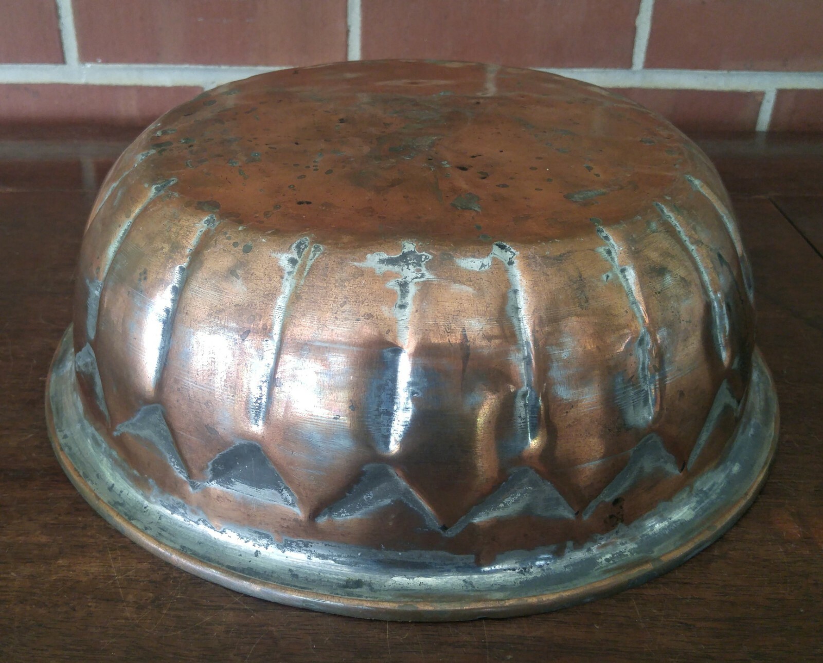 Vintage Middle Eastern Tinned Copper Bowl Hand Hammered Large 12 1/2″ x 4 1/4″