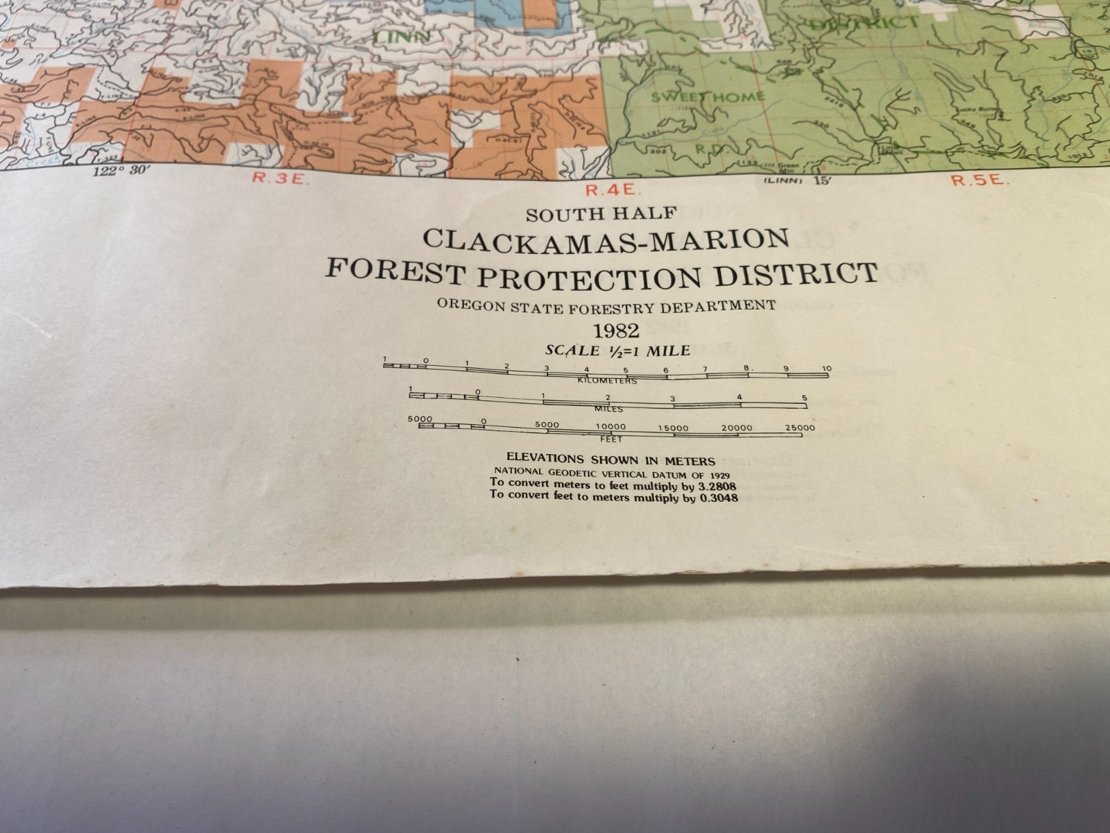 1982 Clackamas Marion Forest Protection District Oregon Topography Topo Map N&S