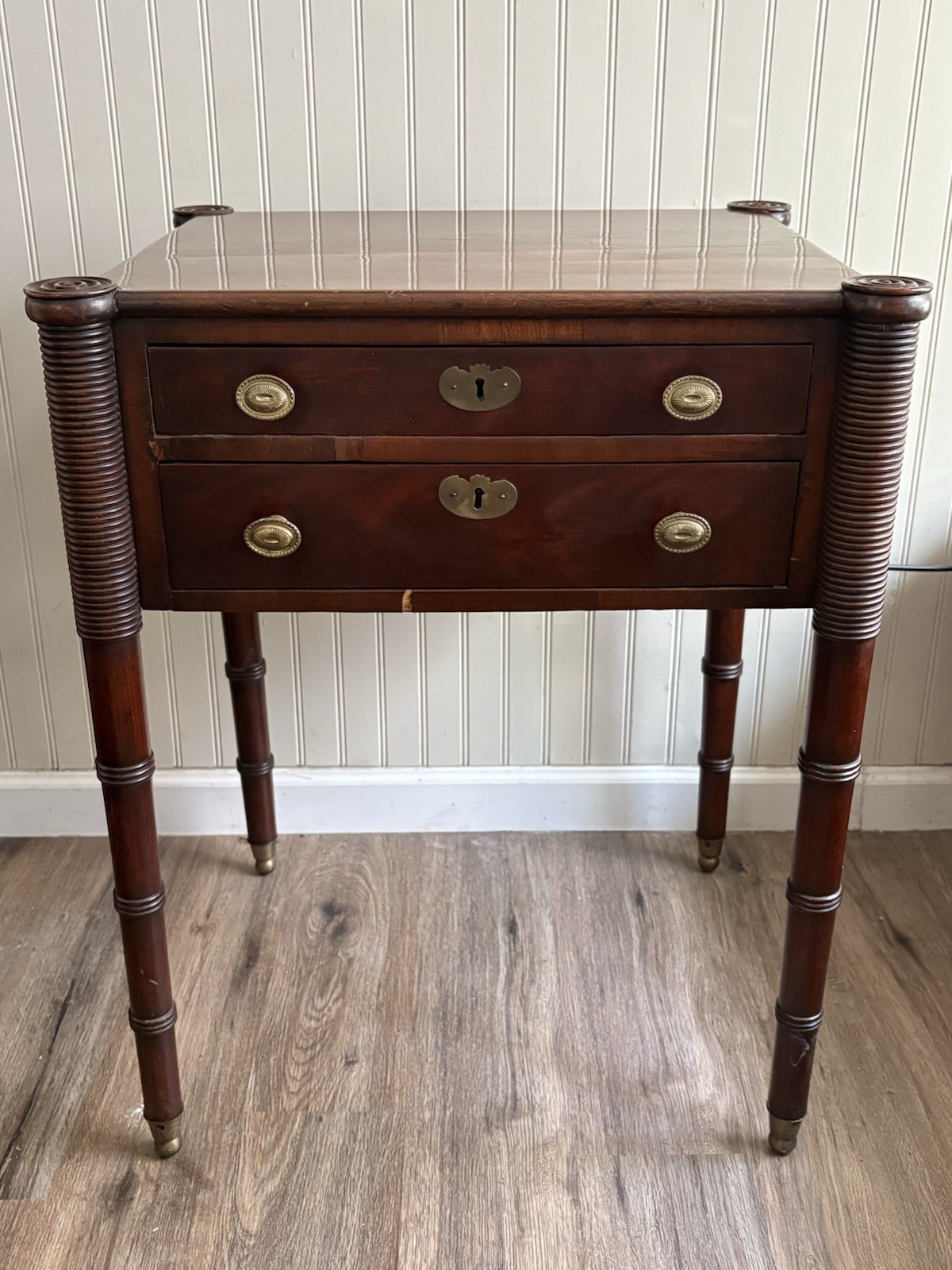 Antique Federal American Walnut Sheraton Style Side Table 19th Century Mahogany