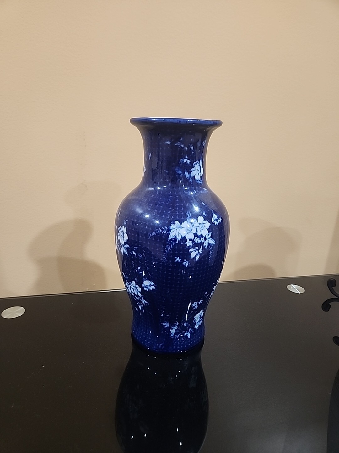 Antique Chinese Blue And White Porcelain Vase With Flowers
