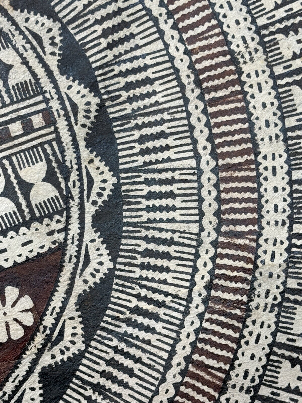 Pacific Islands Samoa Tuvalu Polychrome Bark cloth Floor Mat 20th C Round #3