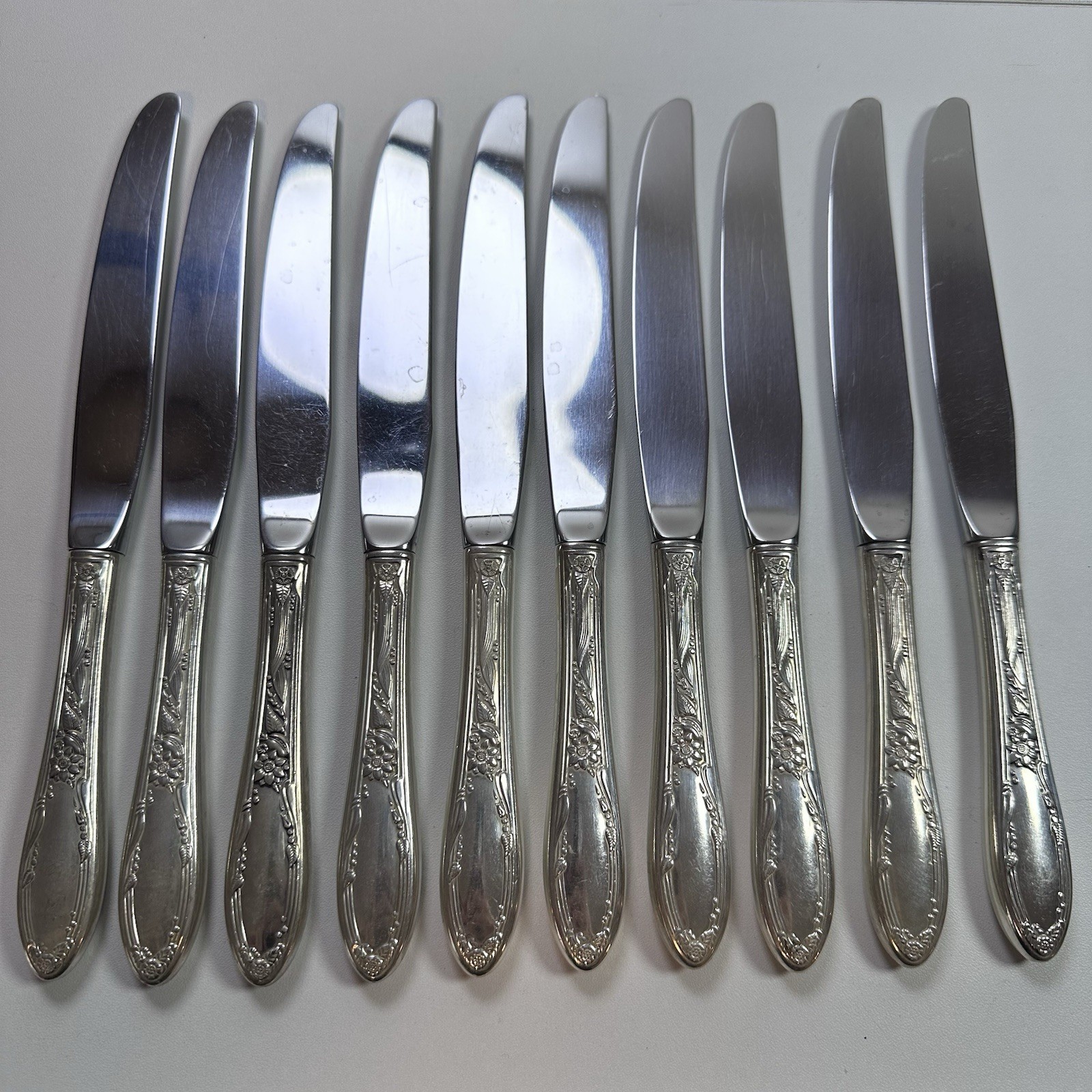 10 Oneida Virginian Sterling Handle Dinner Knife Set Knives – No Monogram