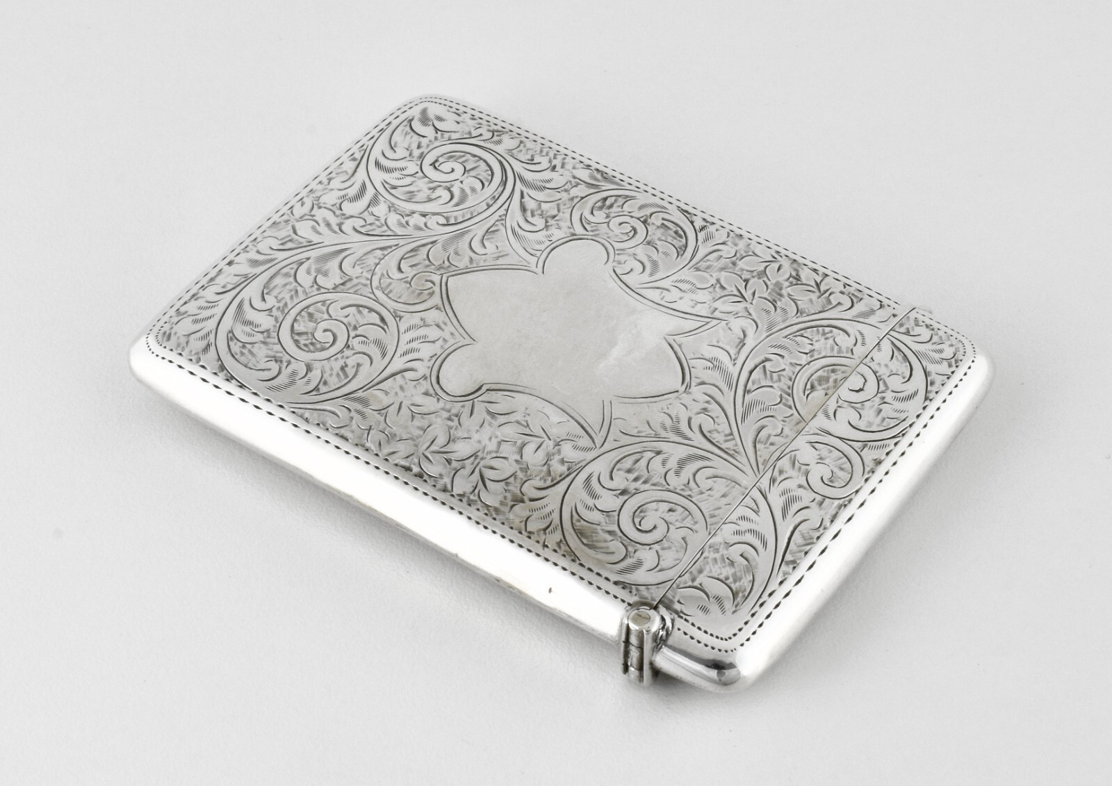 Antique George V Solid Silver Card Case, Birmingham, 1913