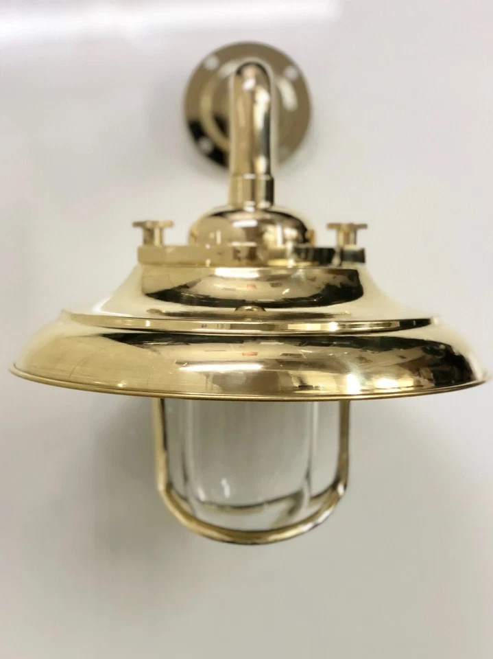 Maritime Nautical Brass Wall Mount Vintage Sconce Light with Shade