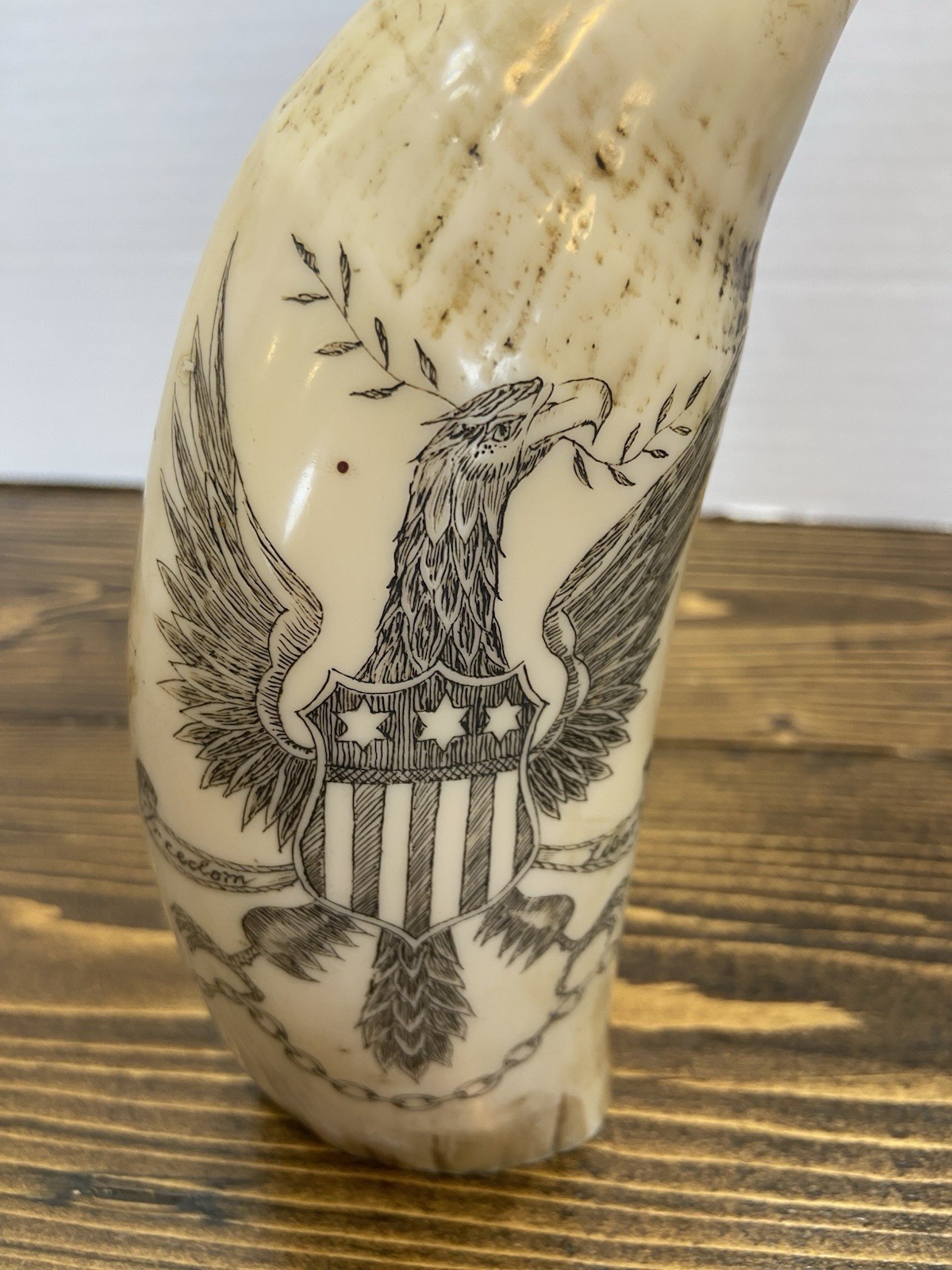 Scrimshaw. Vintage Faux Sperm Whale Carved Tooth. Feels And Looks Realistic!