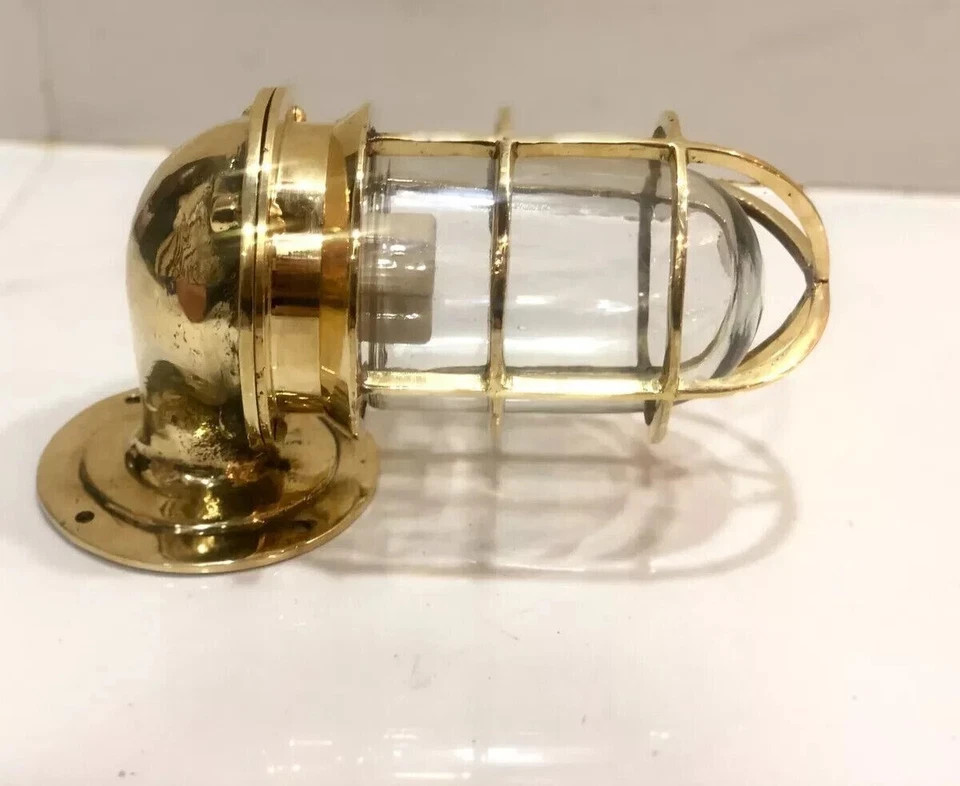 Brass Nautical Wall Light Replica Marine Ship Bulkhead Cage Lamp 1pc
