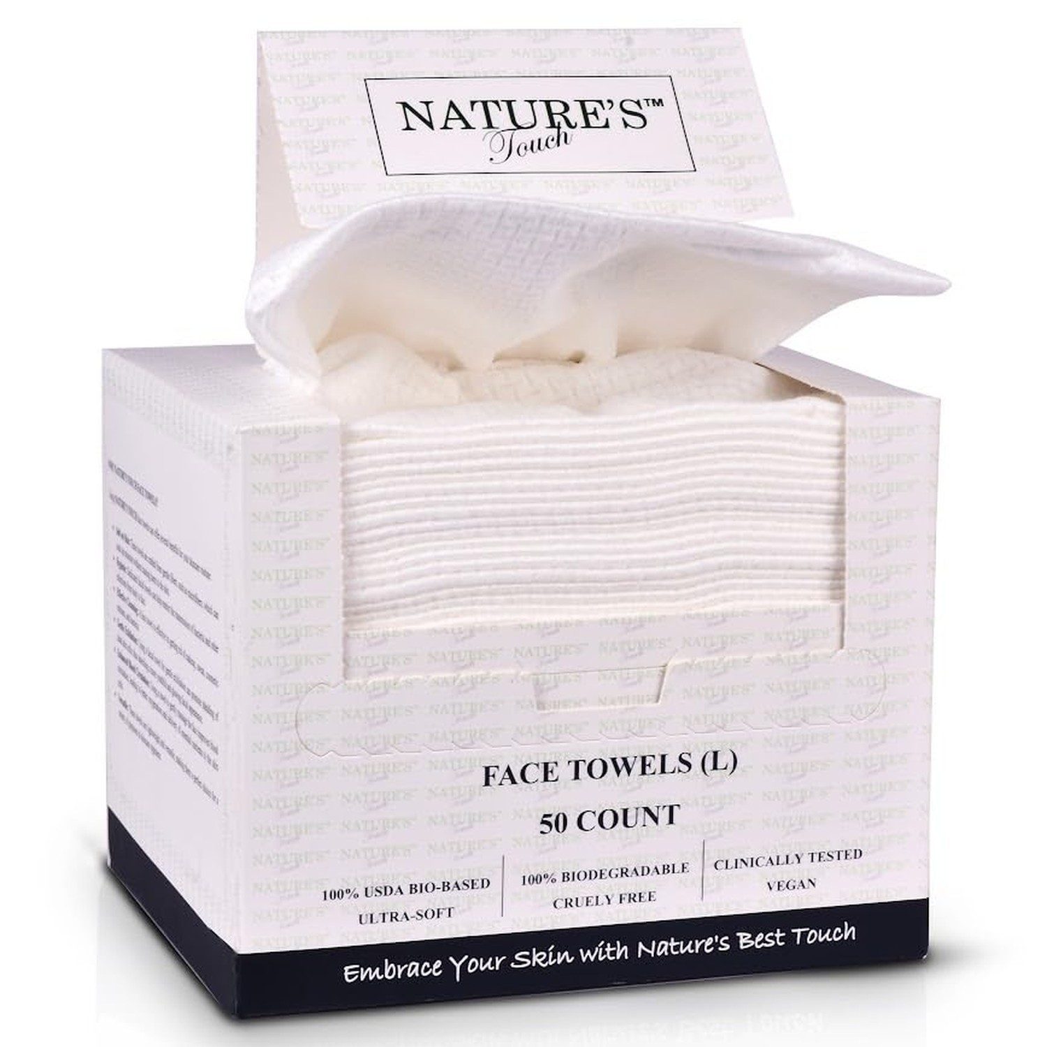 Nature’s Touch Face Towels, Biodegradable Viscose, 100% USDA Biobased, Dis