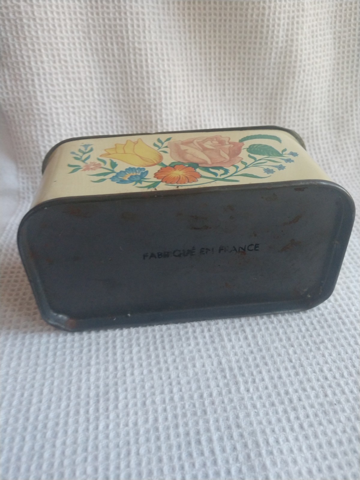 French Enamelware Wall Hung Matches Box Blue White Enamel Allumettes Lidded