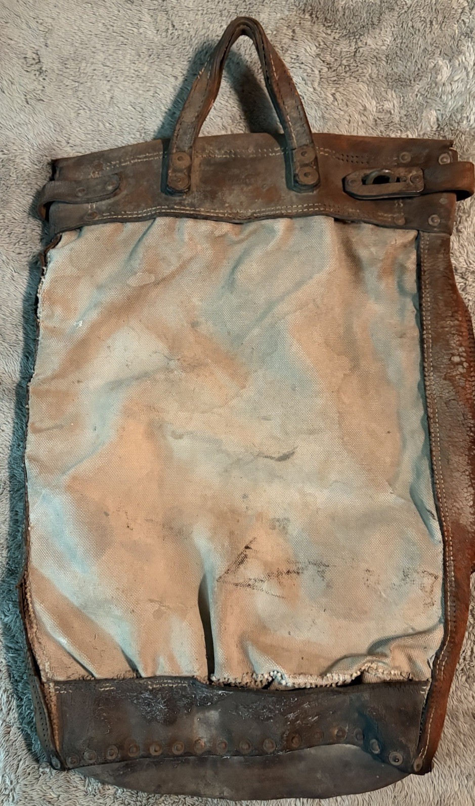 Antique Gold Bond Luggage Leather & Canvas Lockable Mail Pouch
