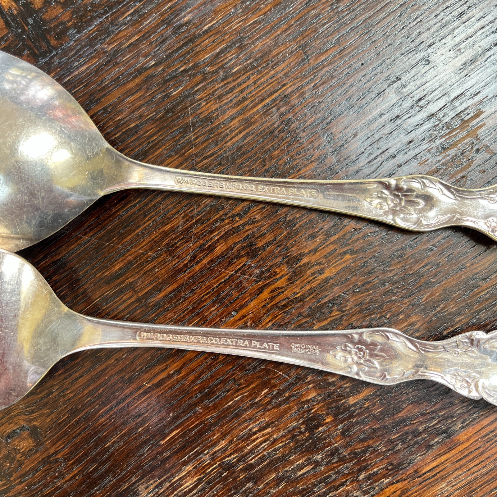 Wm Rogers Extra Plate Serving Spoon & Fork Set Silverplate Original Rogers