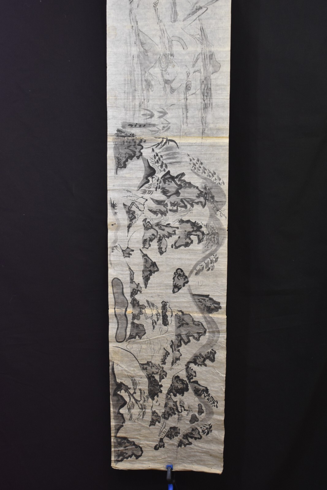 TWO UNMOUNTED UNIQUE JAPANESE KAKEJIKU PAINTED SCROLL ART Charcoal Paint – WS022