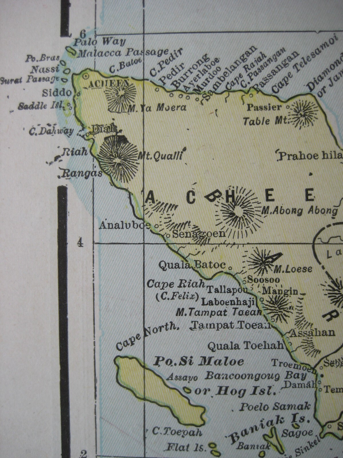 Original 1902 Map SUMATRA Palembang Padang Lampung Aceh Batak Indonesia Malacca