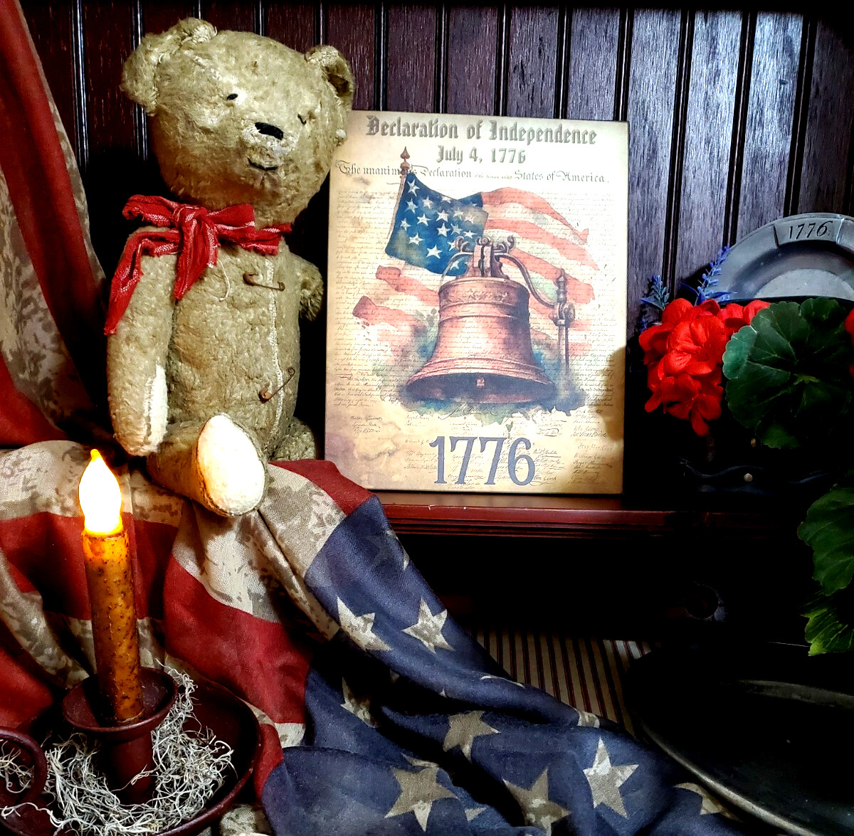VINTAGE ANTIQUE PRIMITIVE COLONIAL STYLE USA AMERICAN LIBERTY BELL JULY 4TH SIGN