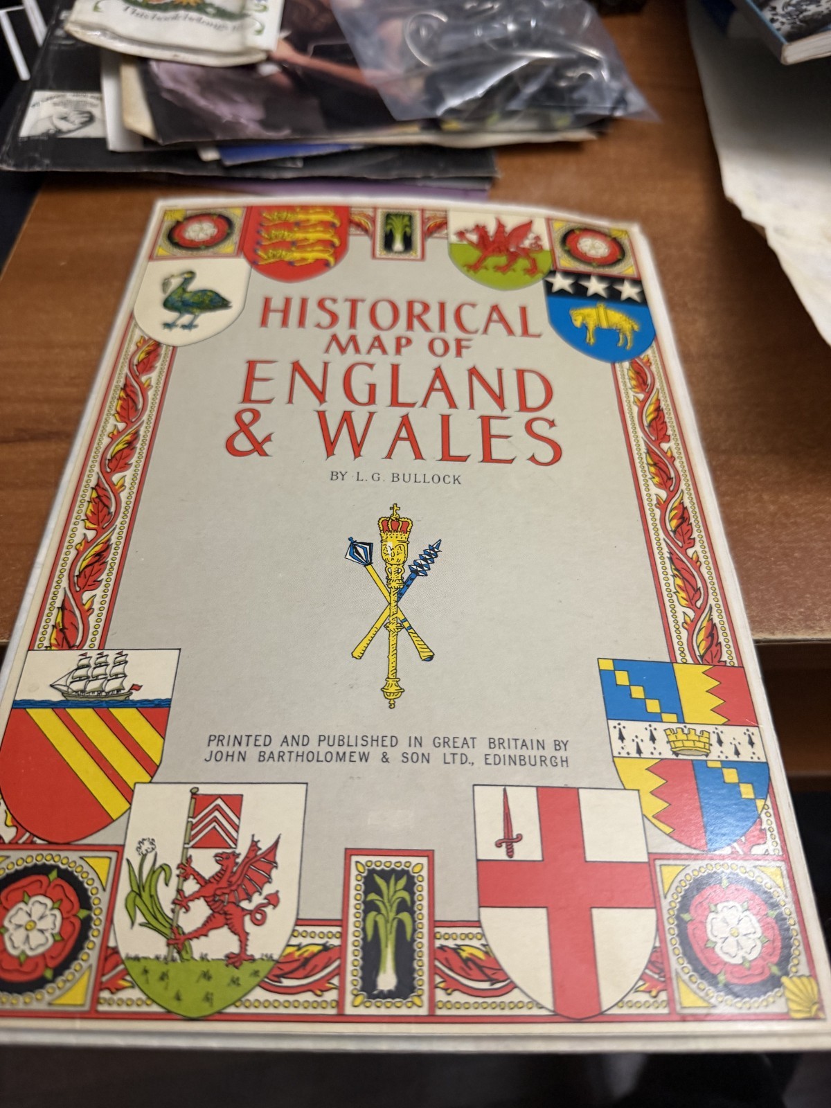 Historical Map of England & Wales L.G. Bullock 1971 Full-Color Bartholomew & Son