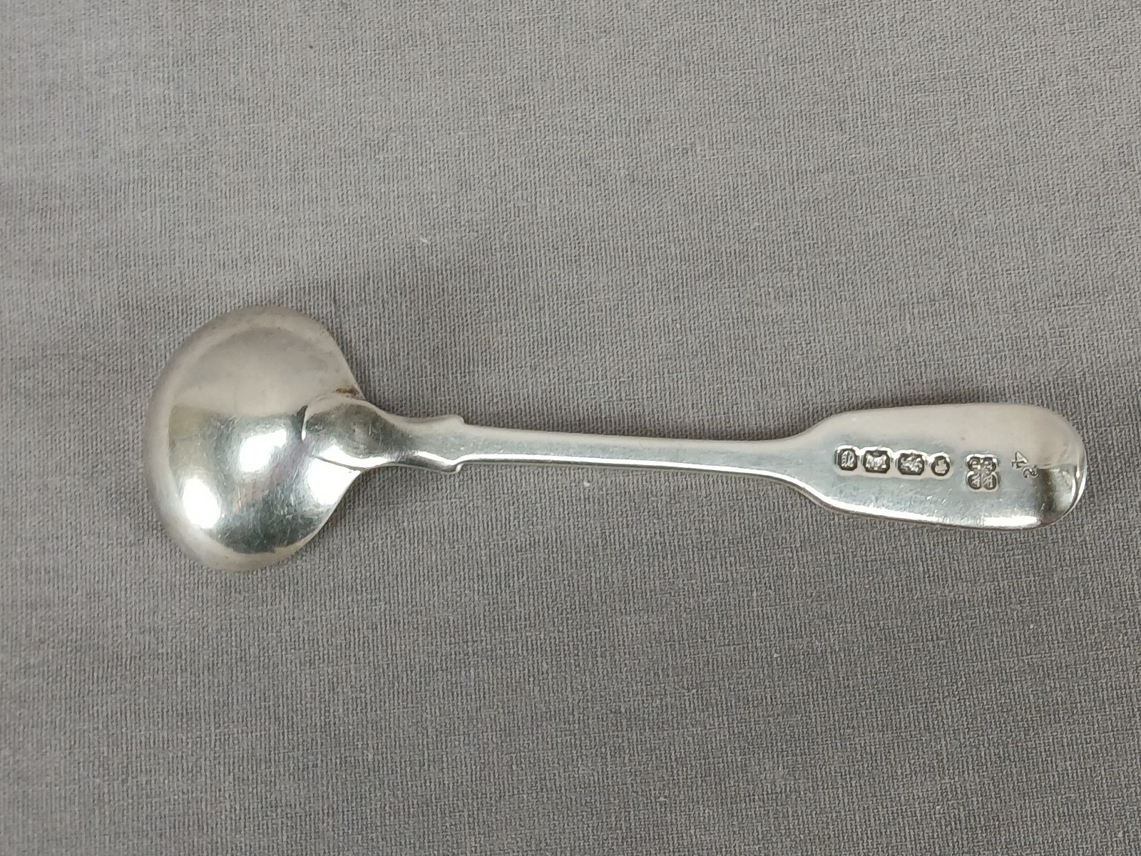 Josiah Williams & Co Exeter Monogrammed Sterling Silver Salt Spoon C. 1856
