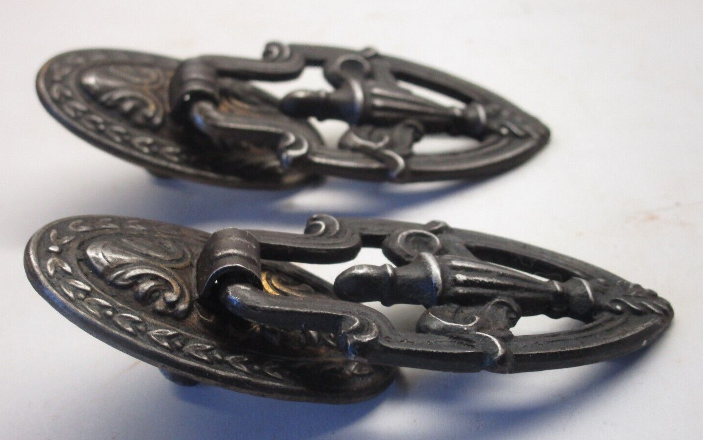 Antique Brass Ornate Teardrop Drawer Pulls Set of 2