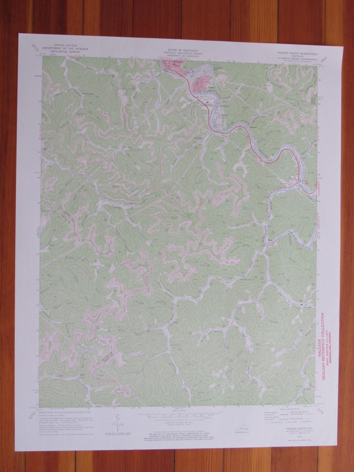 Hazard South Kentucky 1973 Original Vintage USGS Topo Map