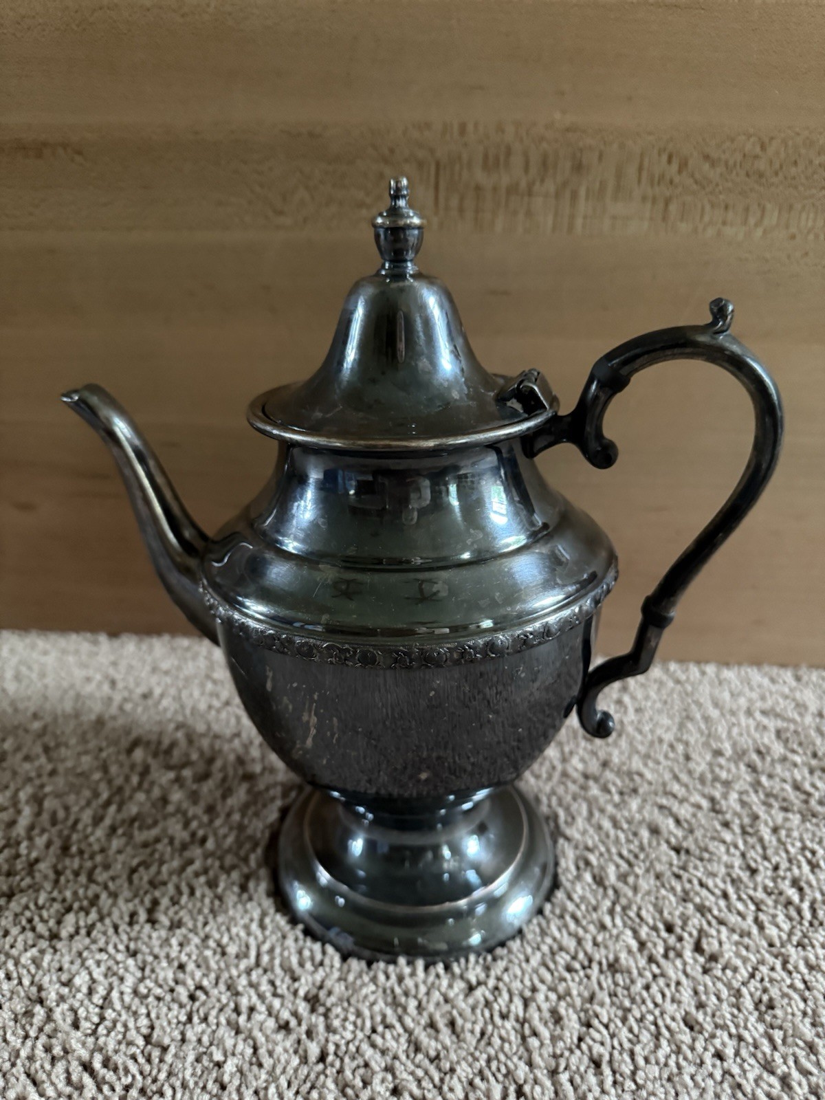 Vintage Silver On Copper Company Tea Pot.