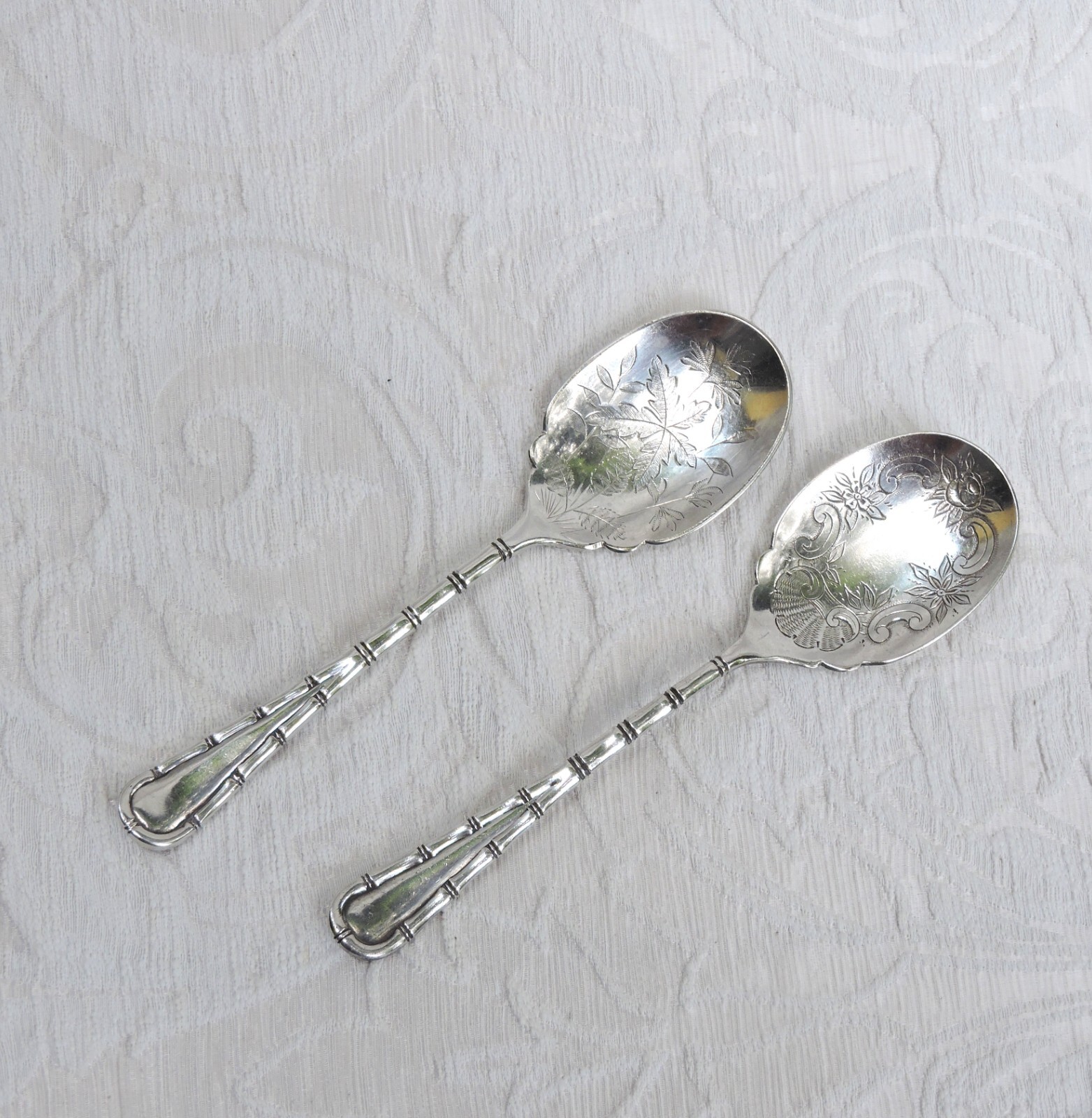 Pair of Antique Silverplate Sheffield Jam scoops. Atkin Brothers 1887
