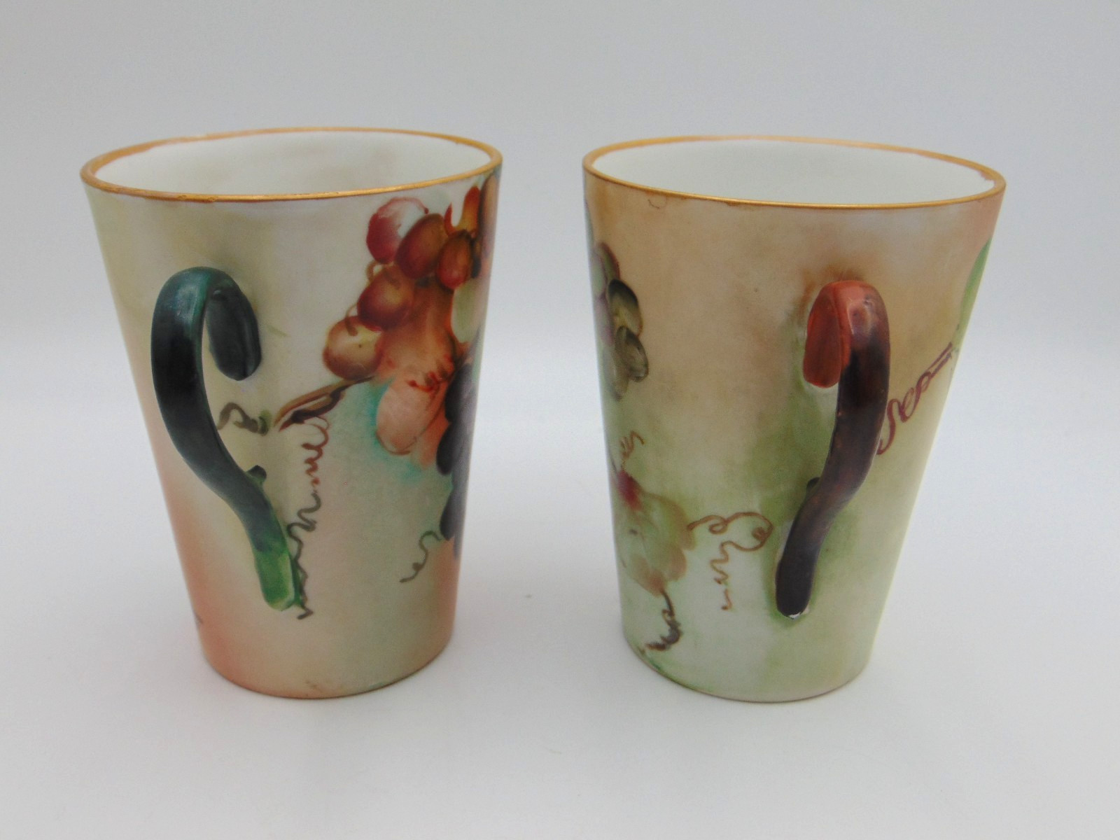 Antique WG Guérin Limoges Hand Painted Grape Cluster Cider Pitcher Cup / Mug Set
