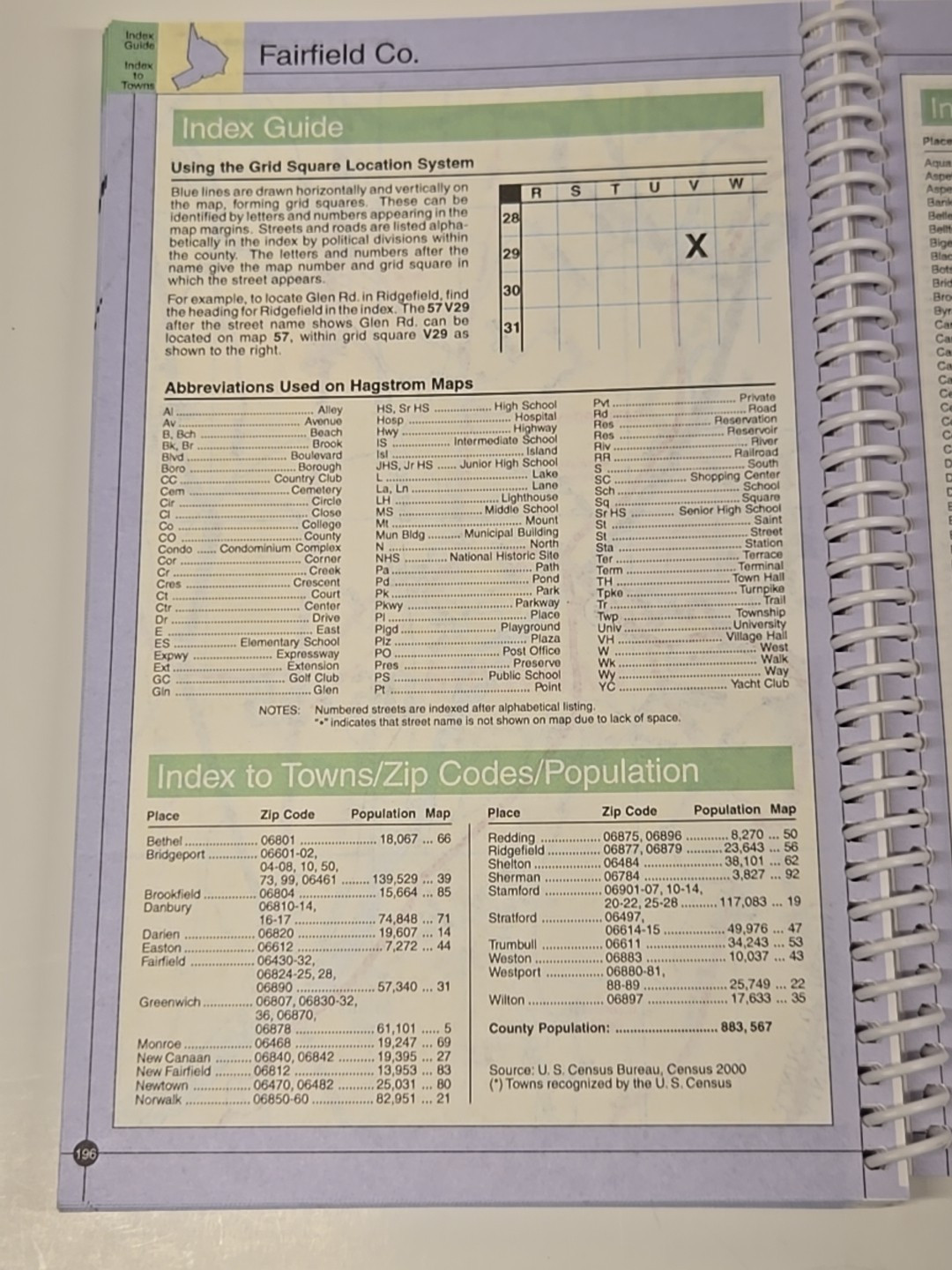 Hagstrom Fairfield County Spiral Bound Pocket Atlas 2004 Edition