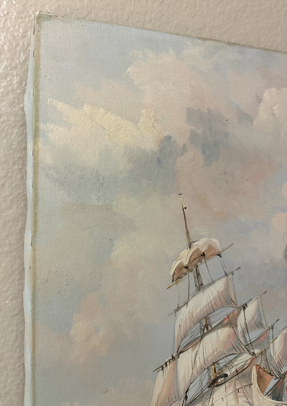 Vtg John Ambrose Clipper Ship Oil Painting Signed Framed Nautical Seascape Art