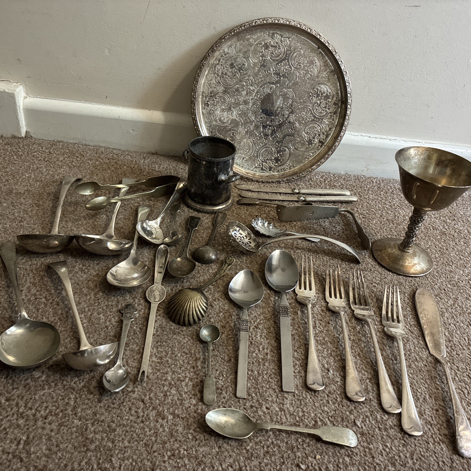 Silver Plated LOT, TABLEWARE Vintage Antique Coated Nickel Stainless EPNS METAL