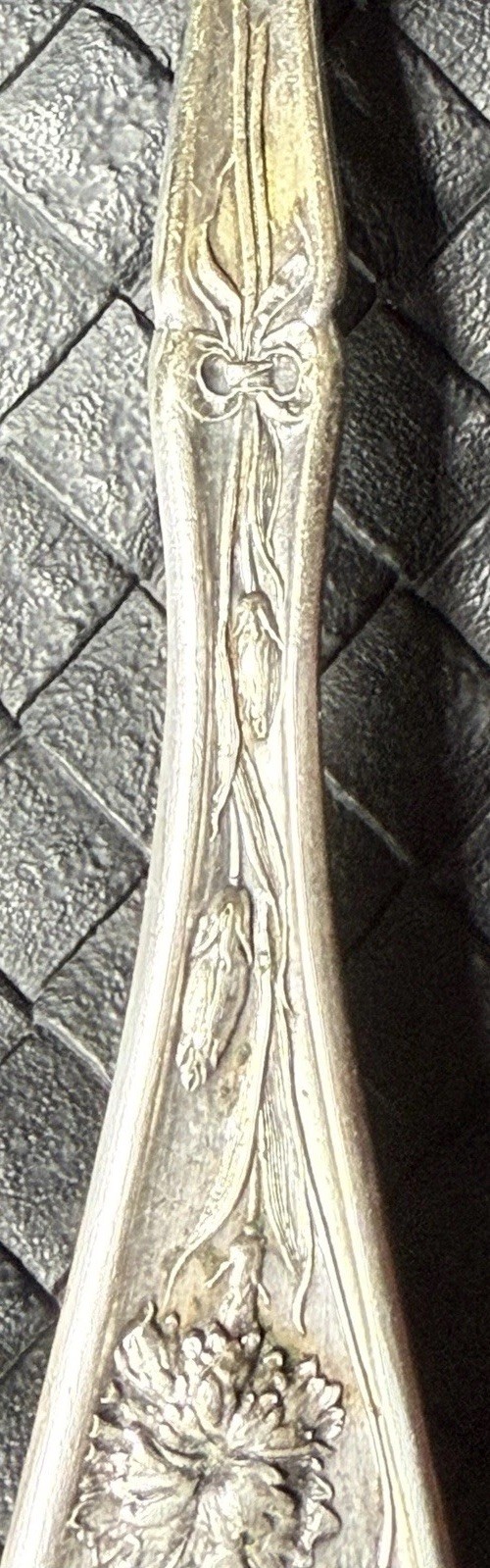 Antique 1908 WR Keystone Carnation Pattern cold Meat Fork 8 1/8 Inches Long