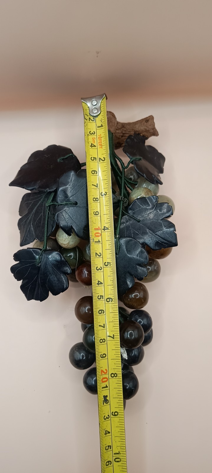 Alabaster Stone Grape Cluster Carved Stone Leaves Decorative Ornament