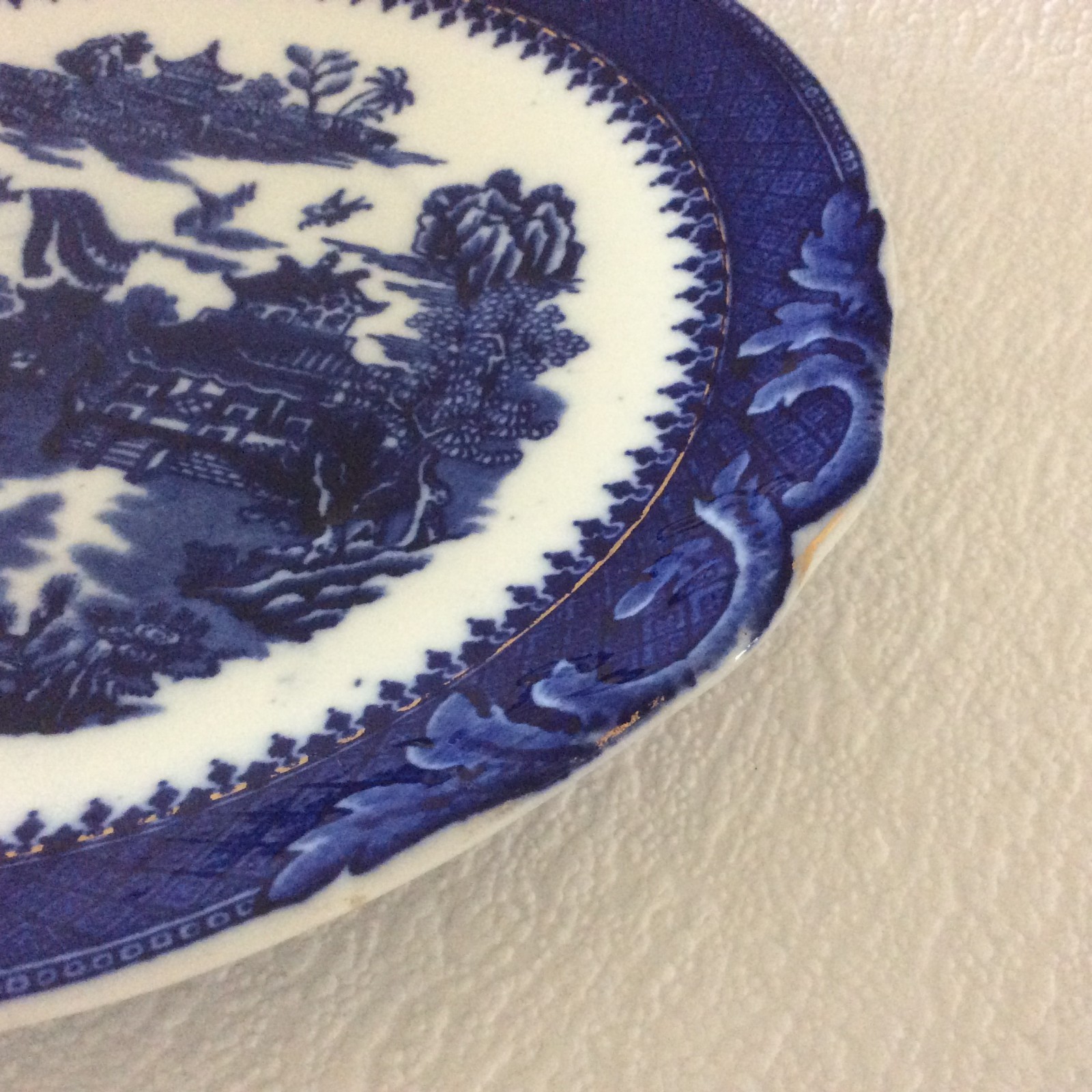 Antique Robinson Blue Willow serving plate – R & S L – Handled – 22.5cm/9”