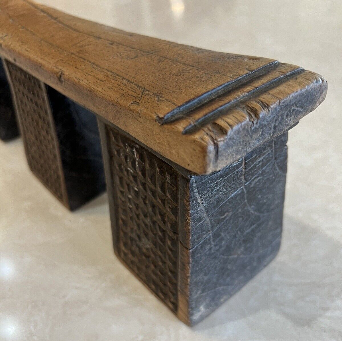 Rare Unique Carved Zulu Headrest Solid Wood South Africa Early 20th Century #467