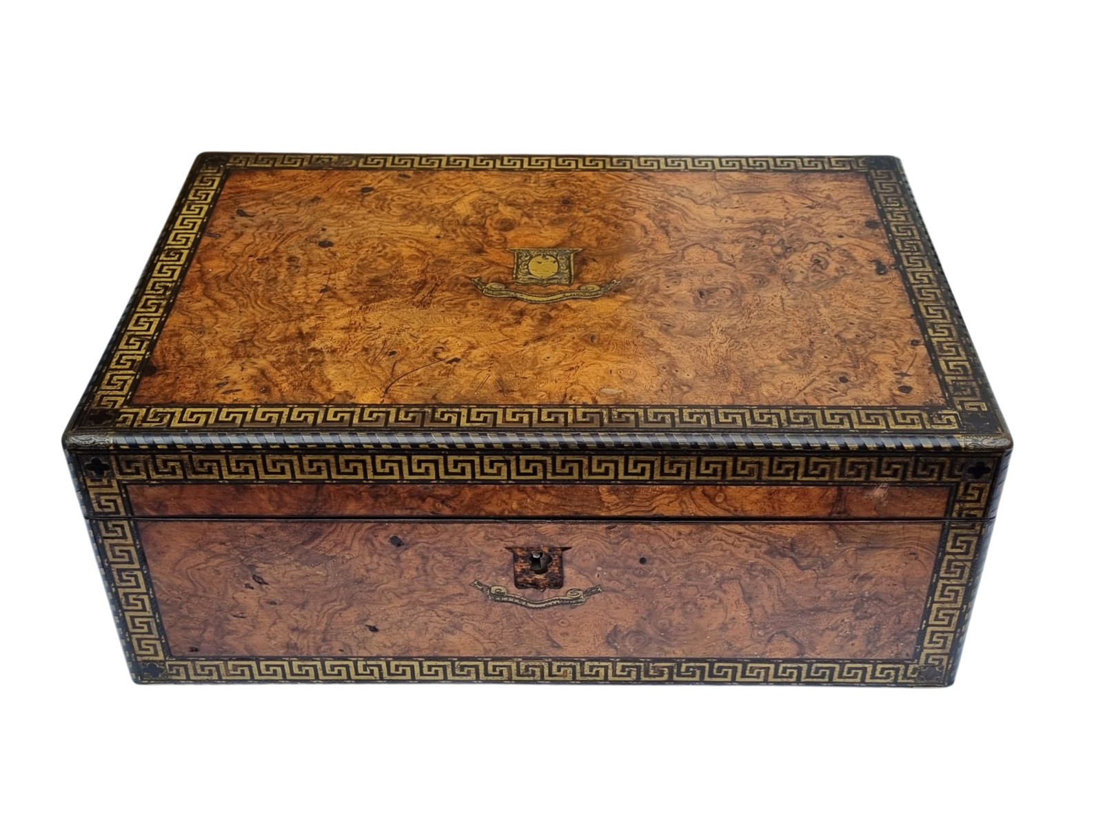 Stunning Victorian Coromandel / Rosewood Writing Slope – Blue Velvet & Gold Tool