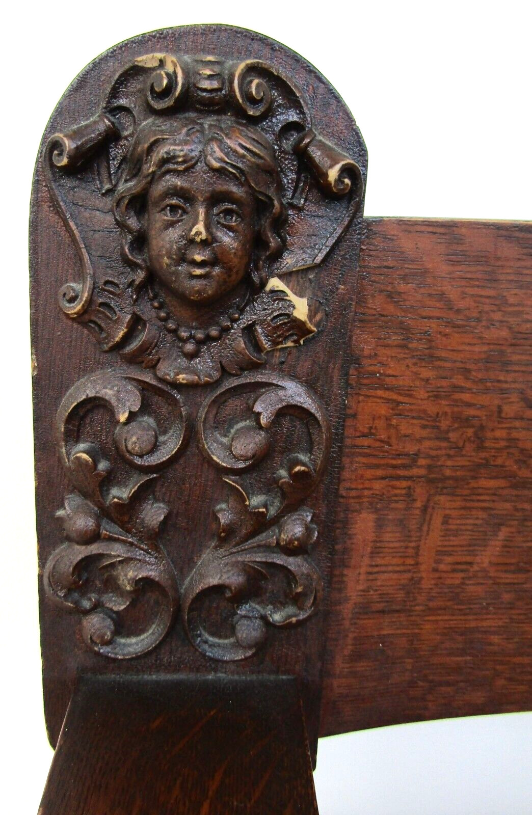 19th Century Spanish Colonial Altar Carved Armchair With Wood Seat and Back