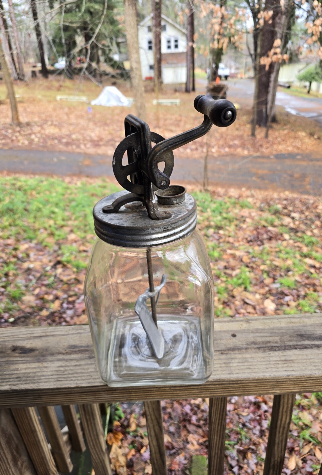 Butter Churn 6 Quart With Metal Paddles. No Brand Name & Surface Rust On Top