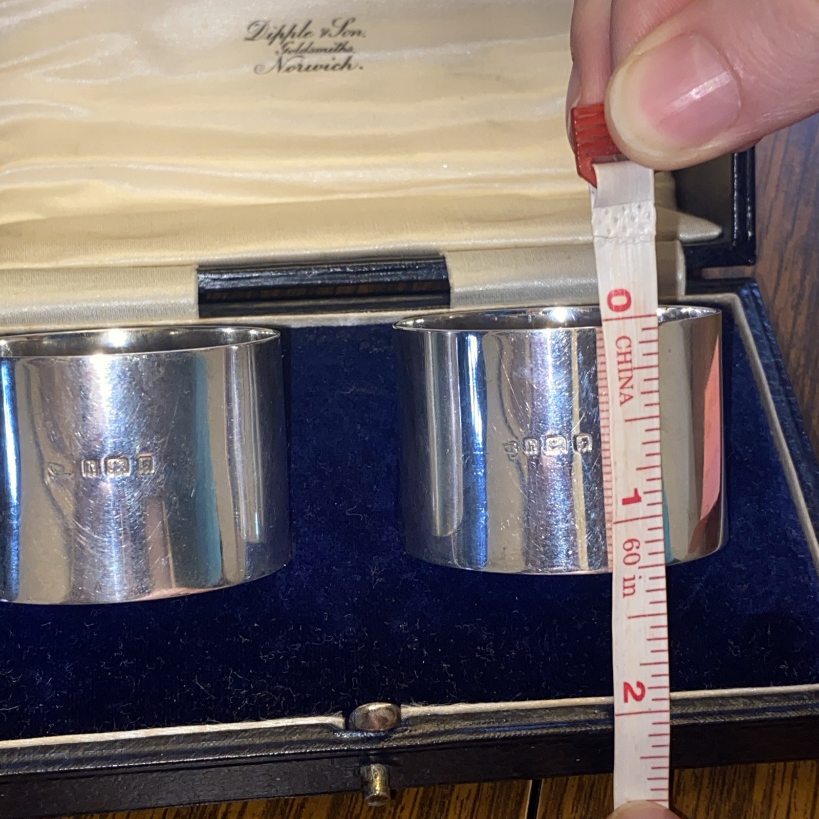 Dipple & Son Goldsmiths Norwich Sterling Silver Napkin Rings 59.41 Grams