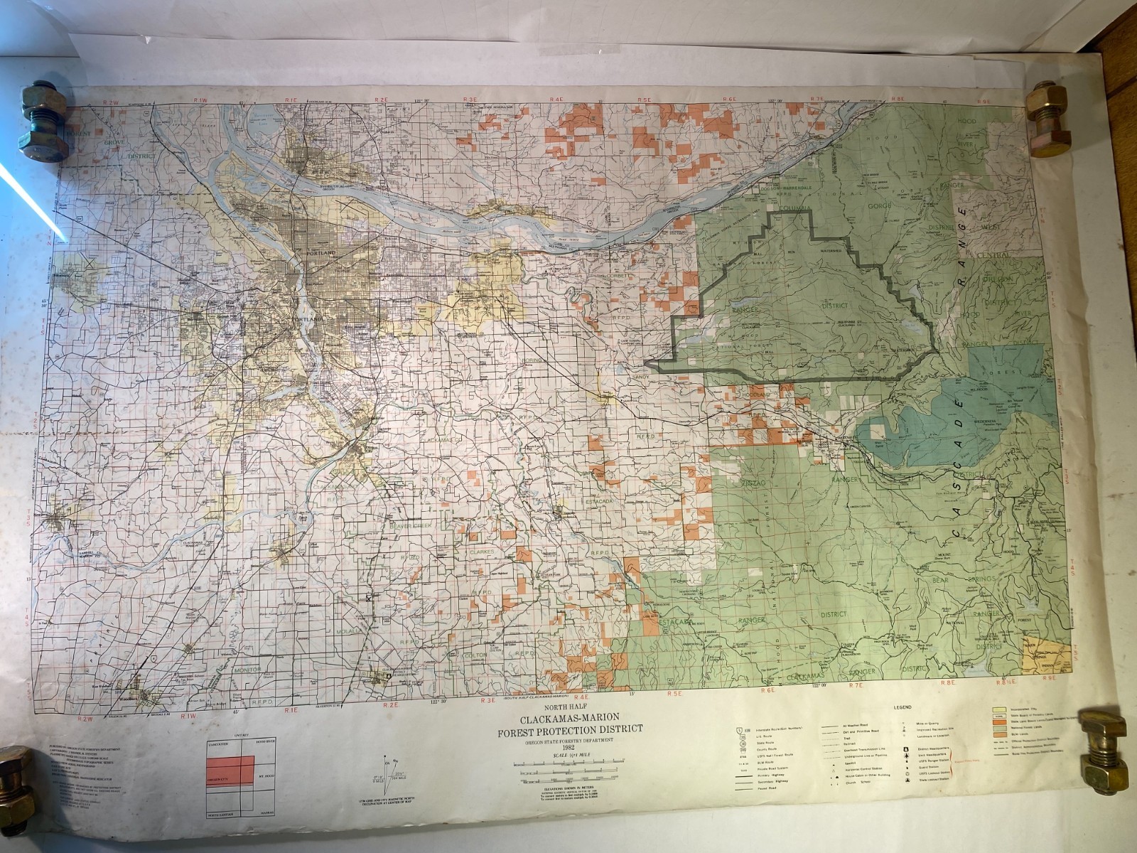 1982 Clackamas Marion Forest Protection District Oregon Topography Topo Map N&S