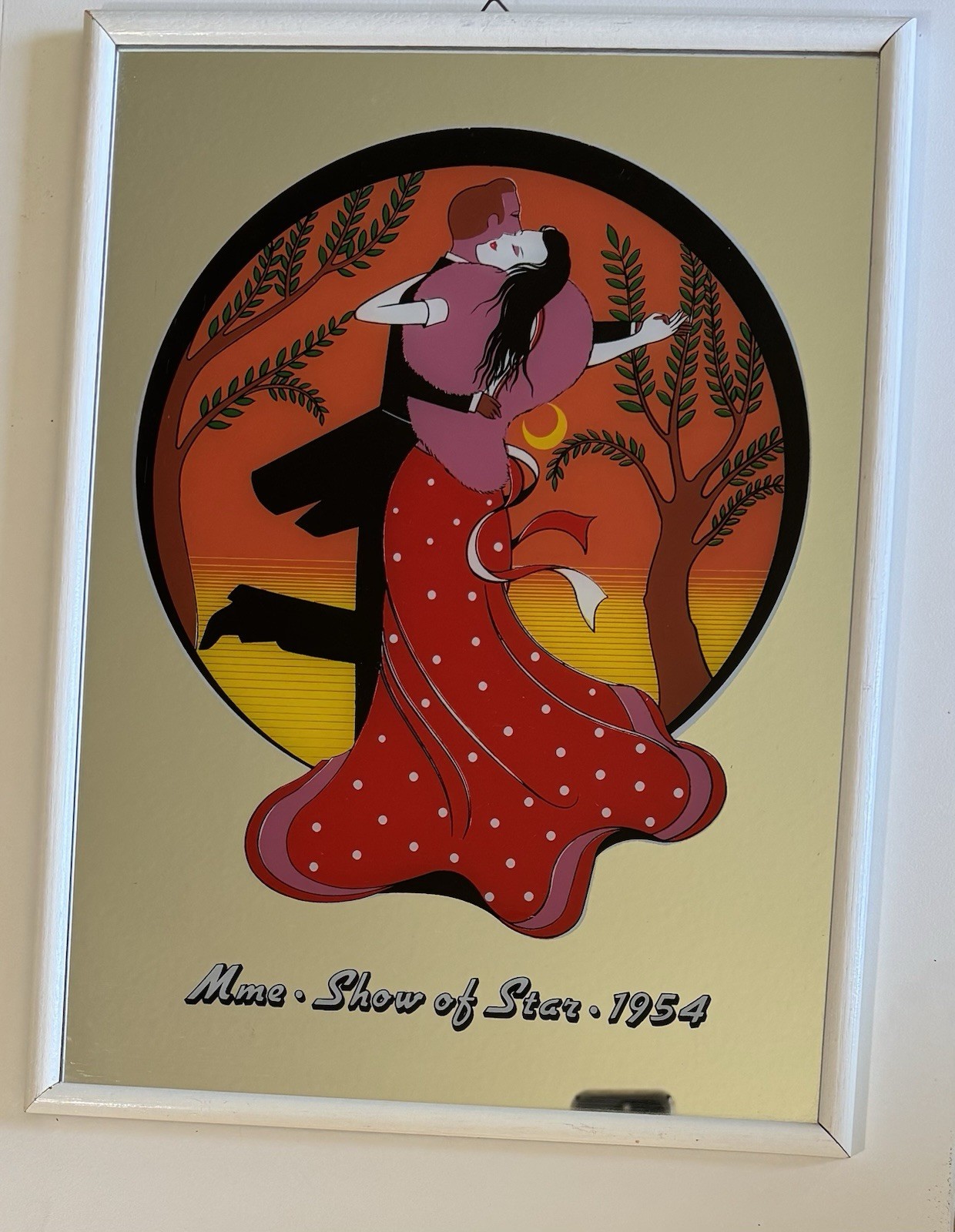 Vintage Retro 70’s Art Nouveau Mme Show of Star 1954 Picture Mirror 12×16