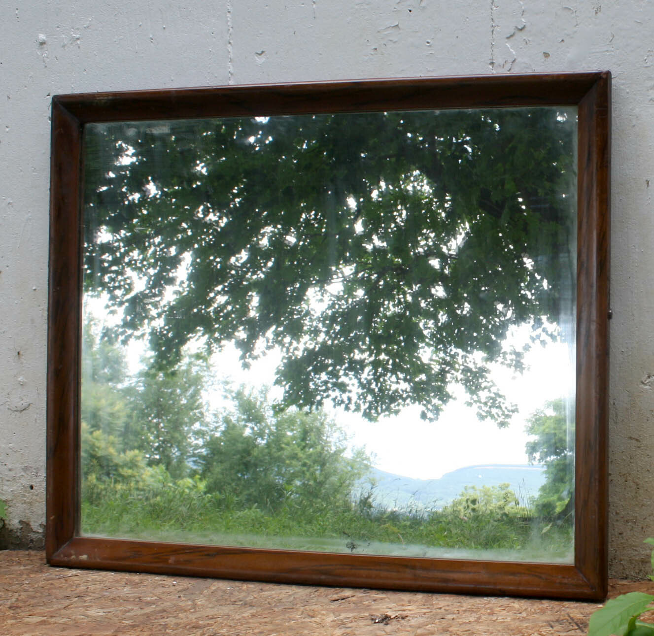 29″x35″ Antique Vintage Old EMPIRE Wood Wooden Wall Dresser Vanity Mirror Glass