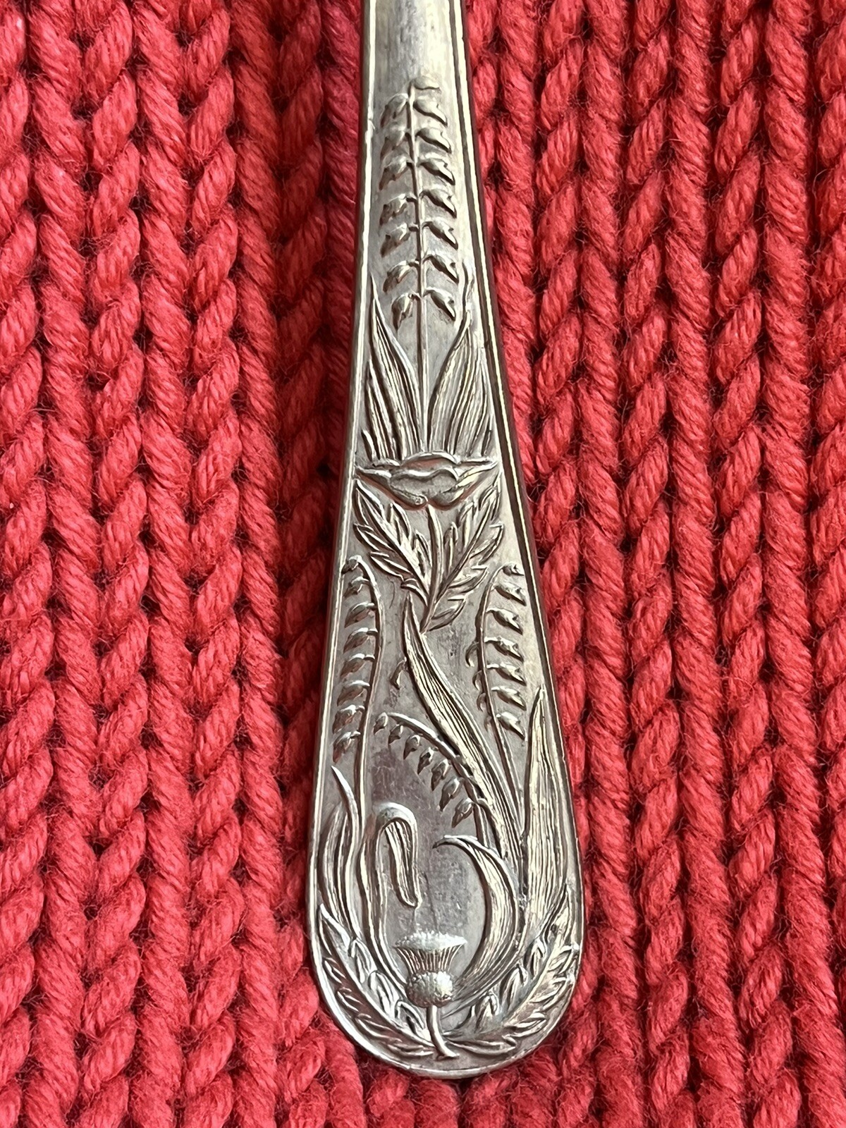 Vintage Art Nouveau Roberts & Slater EPNS Soup Spoon Thistle Poppy Wheat