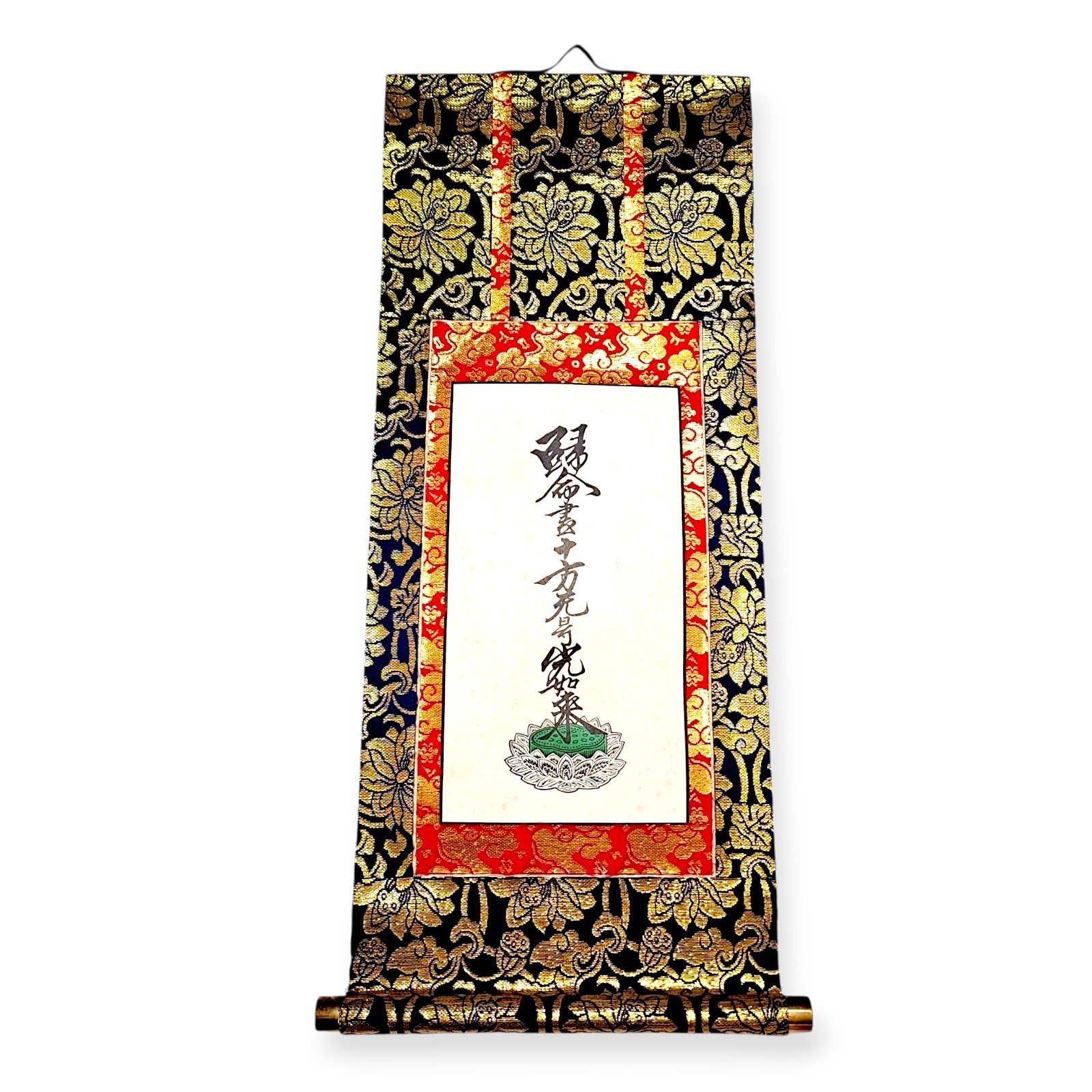 Japanese Hanging Scroll Kakejiku Kakemono Lotus Altar Fitting Tathagata JP H26