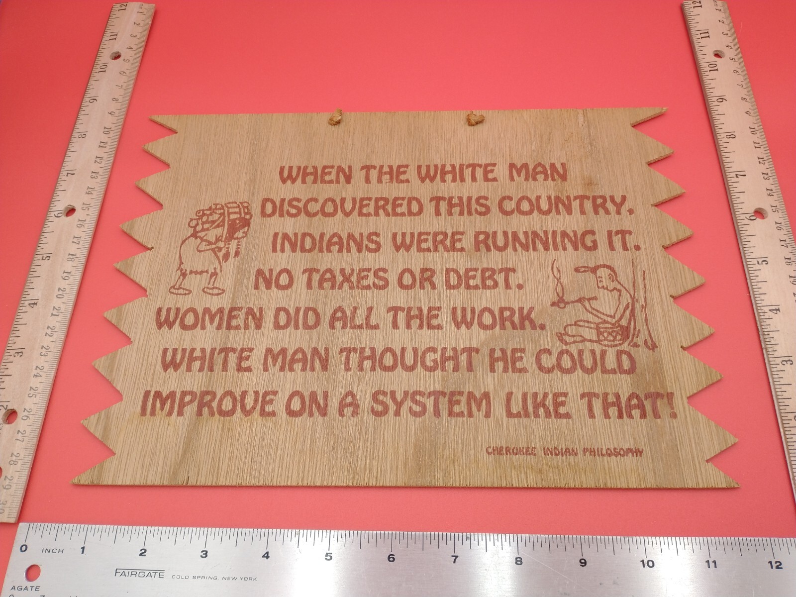 Vintage Wooden Plaque. ‘Cherokee Indian Philosophy’ 11″X8″ #1193