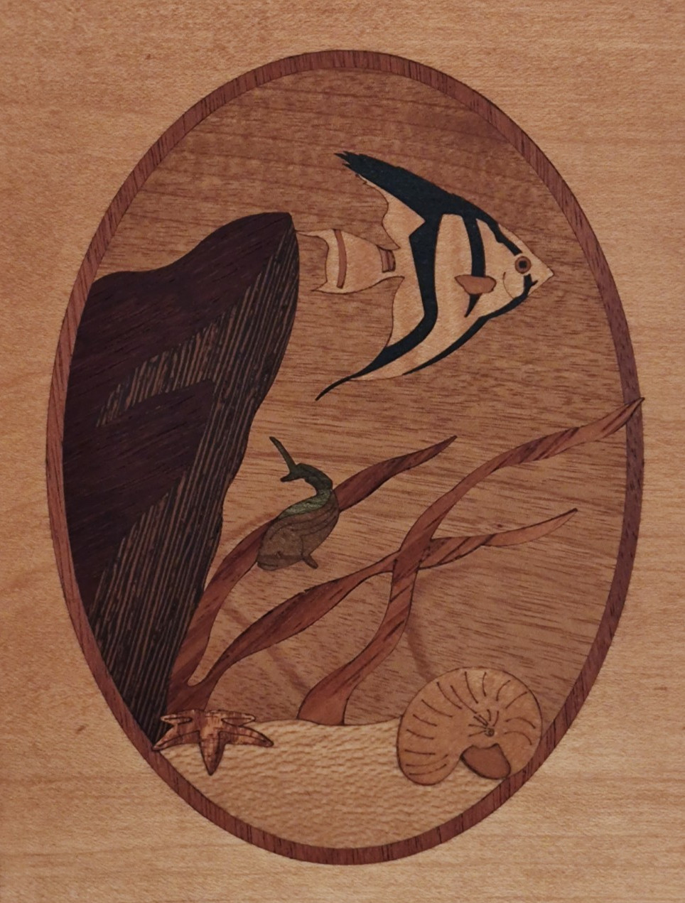 HUDSON RIVER INLAY PICTURE – SEA GARDEN – WOOD MARQUETRY by 7 x 10