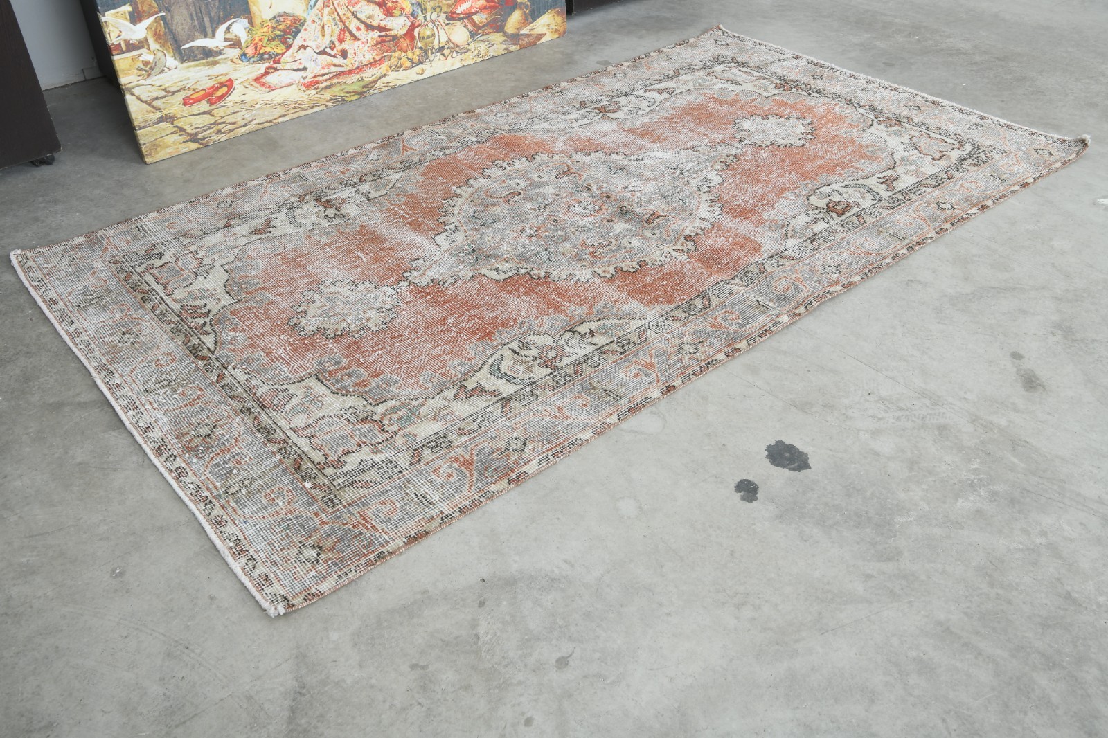 4×7 ft, small turkish rug, hand-knotted vintage carpet, oushak area rug, 860