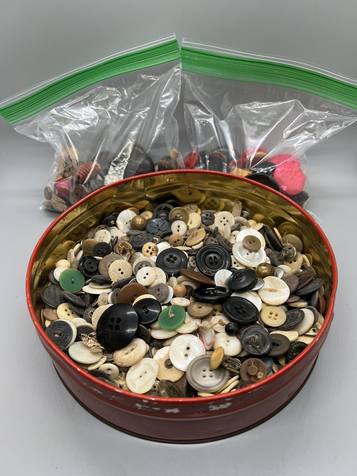 Antique Metal Brass Wood Glass Buttons Victorian Buttons Vintage Lot Over 2lbs