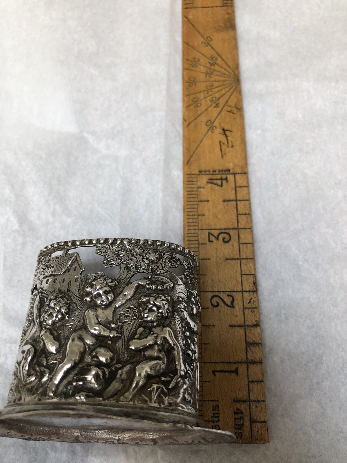 ANTIQUE HANAU GERMANY 800 SILVER MULTI-USE HOLDER CHERUBS BAROQUE ROCOCO c. 1900
