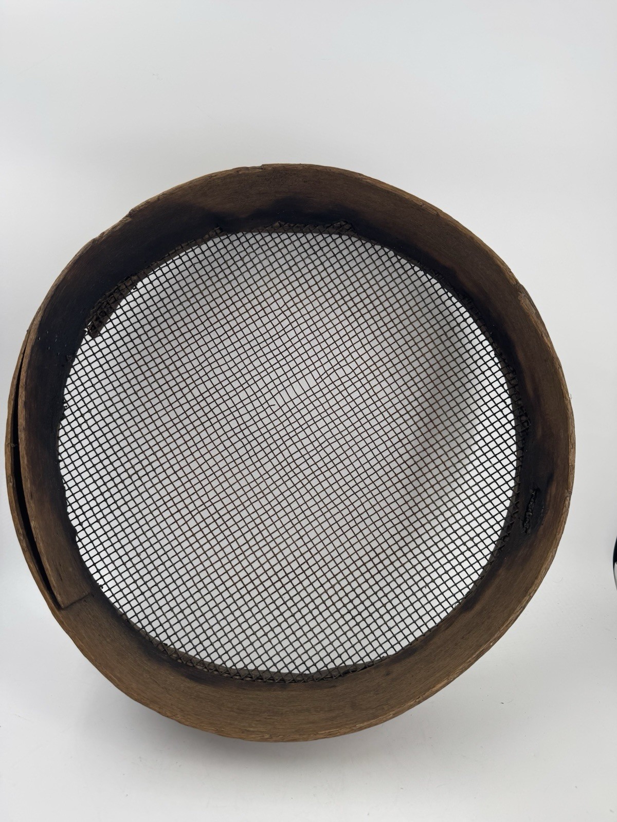 Antique Wooden Bentwood Flour Sifter Grain Sieve Mesh Primitive 17 Inch