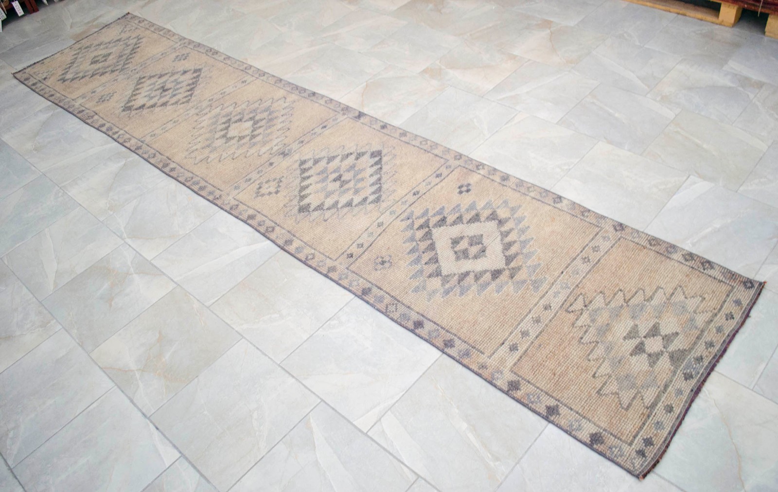 Turkish Runner Rug HandMade Wool Extra Long Hallway Rug Kitchen Decor 2.9×13.3ft