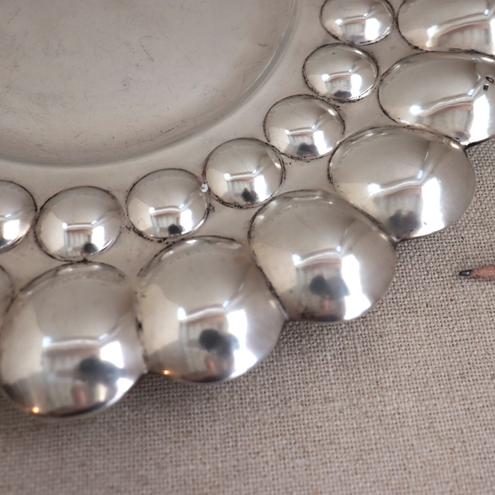 Art Deco Modern Solid Silver Tray Plate Bowl Platter Convex Bubble Hungarian MCM