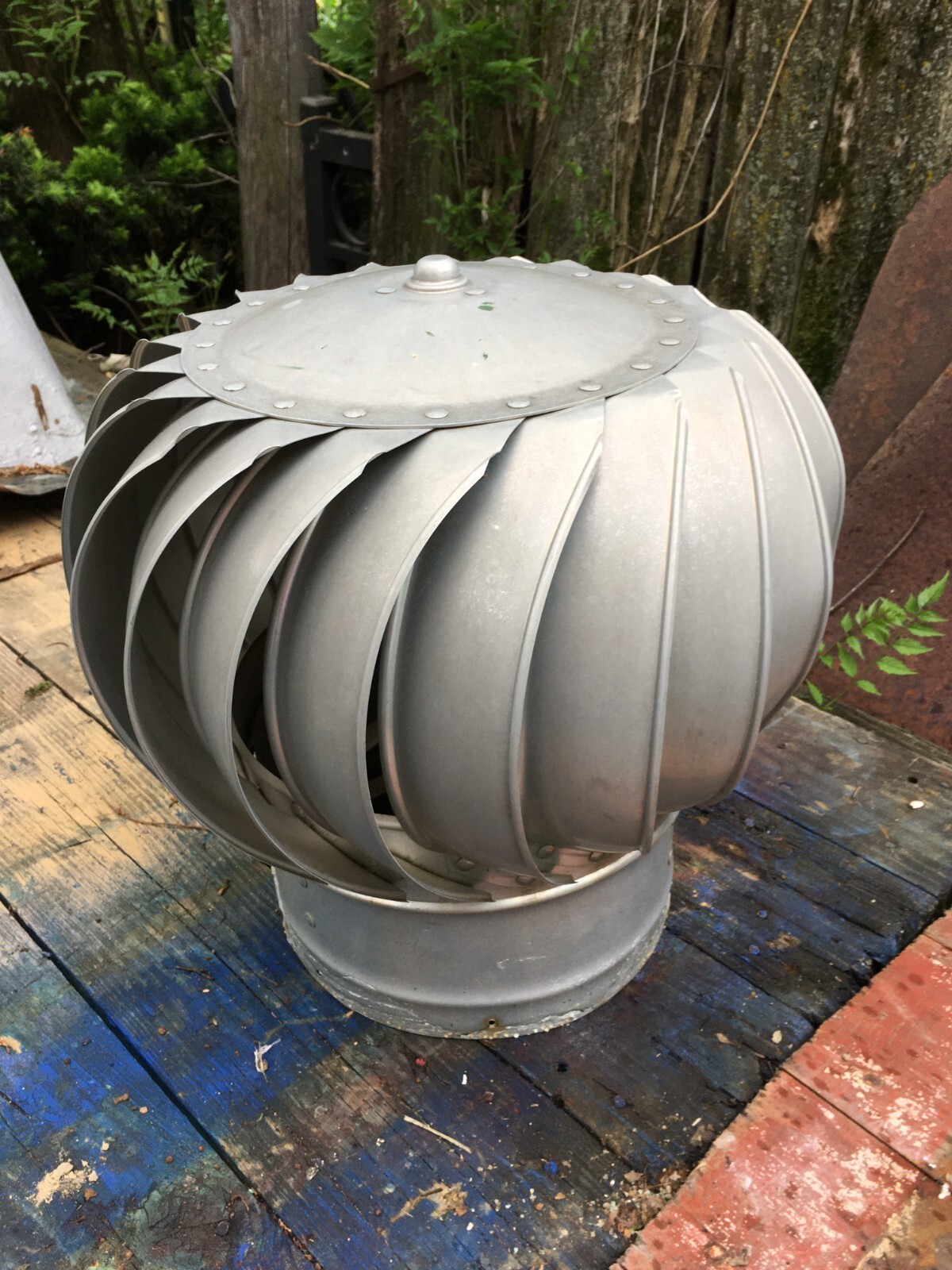 Galvanized Metal Barn Roof Spinning 15in Vent Turbine Antique Primitive Farm